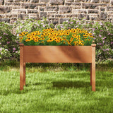 Raised Garden Bed with Legs and Drainage Holes for Backyard-Brown