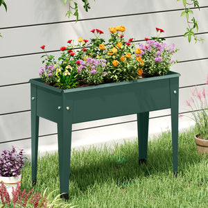 Raised Garden Bed Elevated Metal Gardening Box with Legs-Green