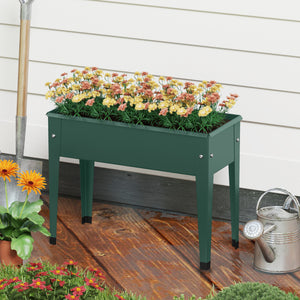 Raised Garden Bed Elevated Metal Gardening Box with Legs-Green