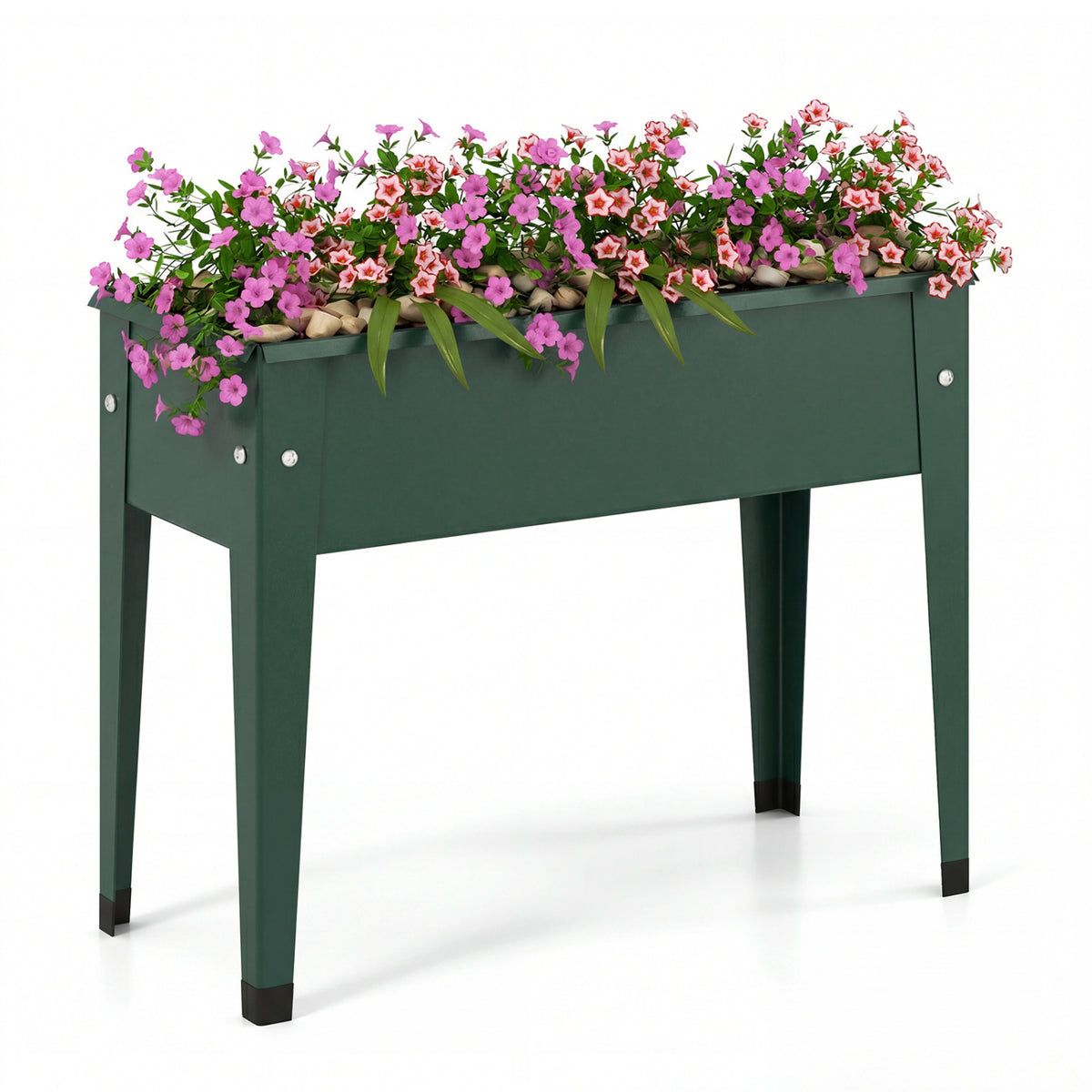 Raised Garden Bed Elevated Metal Gardening Box with Legs-Green