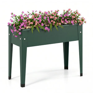 Raised Garden Bed Elevated Metal Gardening Box with Legs-Green