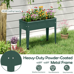 Raised Garden Bed Elevated Metal Gardening Box with Legs-Green