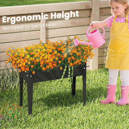 Raised Garden Bed Elevated Metal Planter Box with Legs Drainage Holes-S