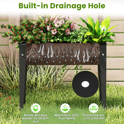 Raised Garden Bed Elevated Metal Planter Box with Legs Drainage Holes-M