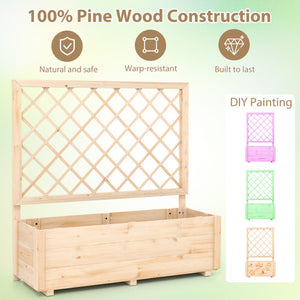 Raised Garden Bed Wooden Elevated Planter Box with Lattice Trellis-L