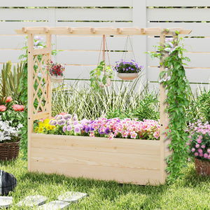 Raised Garden Bed Wooden Elevated Planter Box with Hanging Roof-L