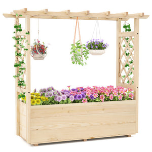 Raised Garden Bed Wooden Elevated Planter Box with Hanging Roof-L
