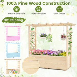 Raised Garden Bed Wooden Elevated Planter Box with Hanging Roof-L