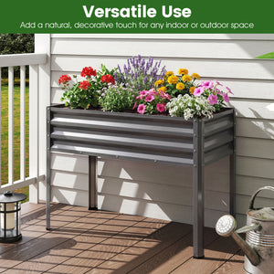 Raised Garden Bed with Legs Electro-Coating Metal Large Elevated Planter Box-Grey