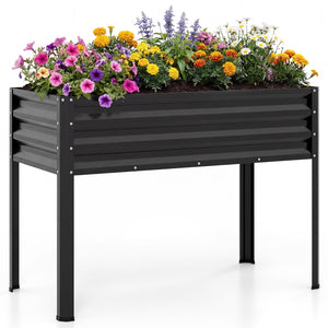 Raised Garden Bed with Legs Electro-Coating Metal Large Elevated Planter Box-Black