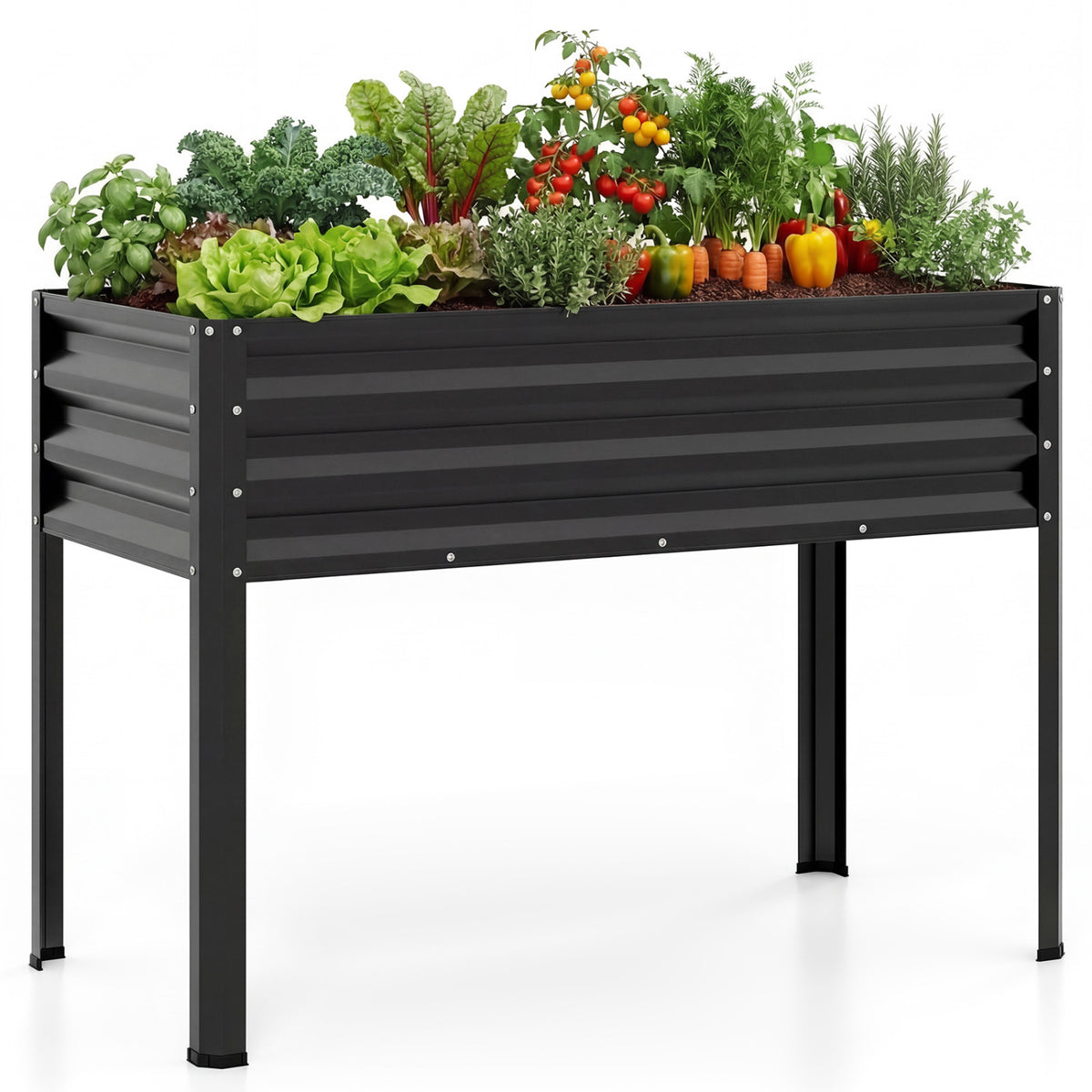 Raised Garden Bed with Legs Electro-Coating Metal Large Elevated Planter Box-Black
