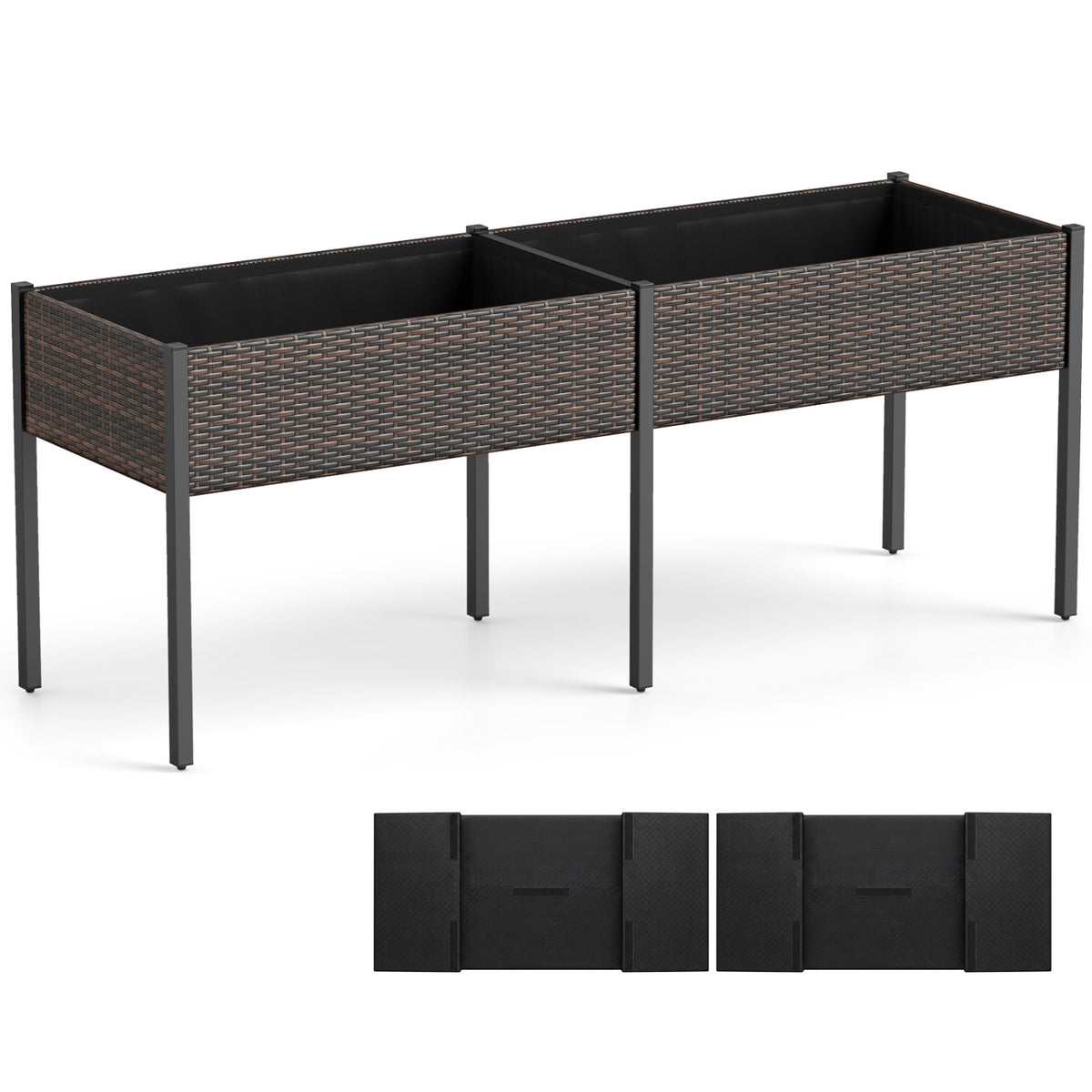 Raised Garden Bed with Legs and Removable Liner for Vegetables Herbs Patio-Brown
