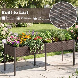 Raised Garden Bed with Legs and Removable Liner for Vegetables Herbs Patio-Brown