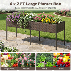 Raised Garden Bed with Legs and Removable Liner for Vegetables Herbs Patio-Brown