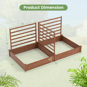 Raised Garden Bed with 2 Planter Boxes and 3 Trellis-Brown