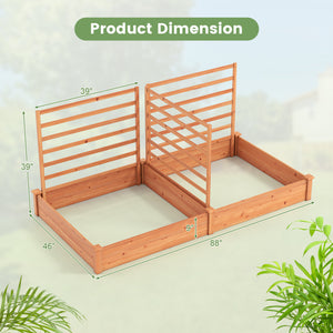 Raised Garden Bed with 2 Planter Boxes and 3 Trellis-Oak