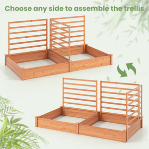 Raised Garden Bed with 2 Planter Boxes and 3 Trellis-Oak
