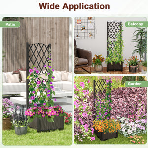 Raised Garden Bed with Trellis Planter Box for Climbing Plants -Brown