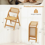 Rattan Cane Folding Dining Chairs Set of 2 with Rotatable Backrests-Natural