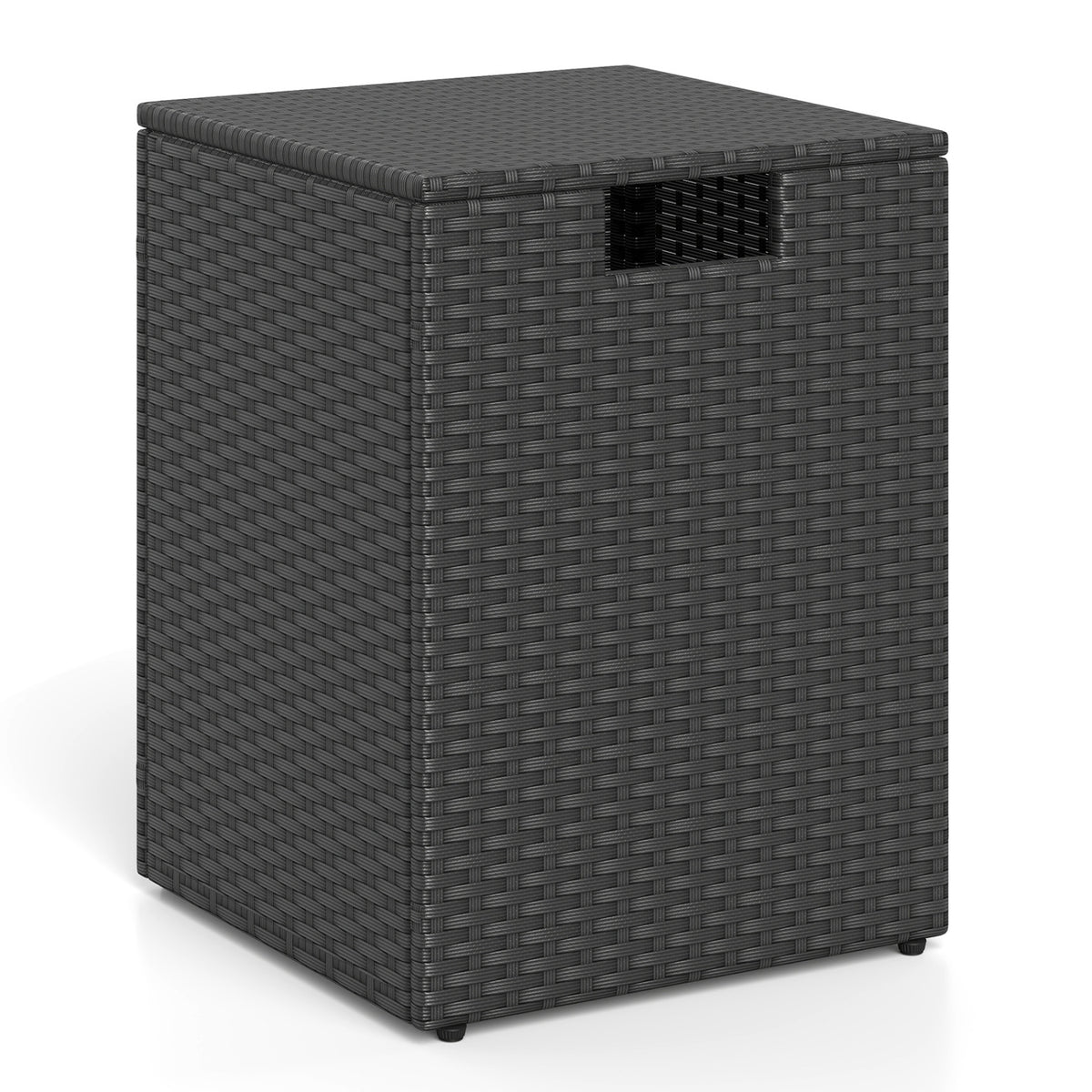 Rattan Propane Tank Cover Patio Hideaway Tank Side Table-Black