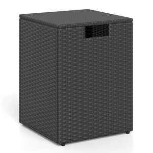 Rattan Propane Tank Cover Patio Hideaway Tank Side Table-Black