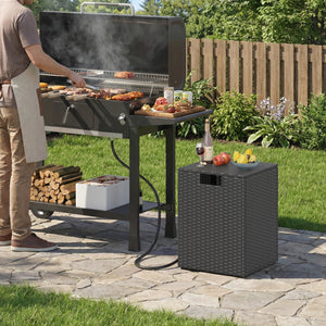 Rattan Propane Tank Cover Patio Hideaway Tank Side Table-Black