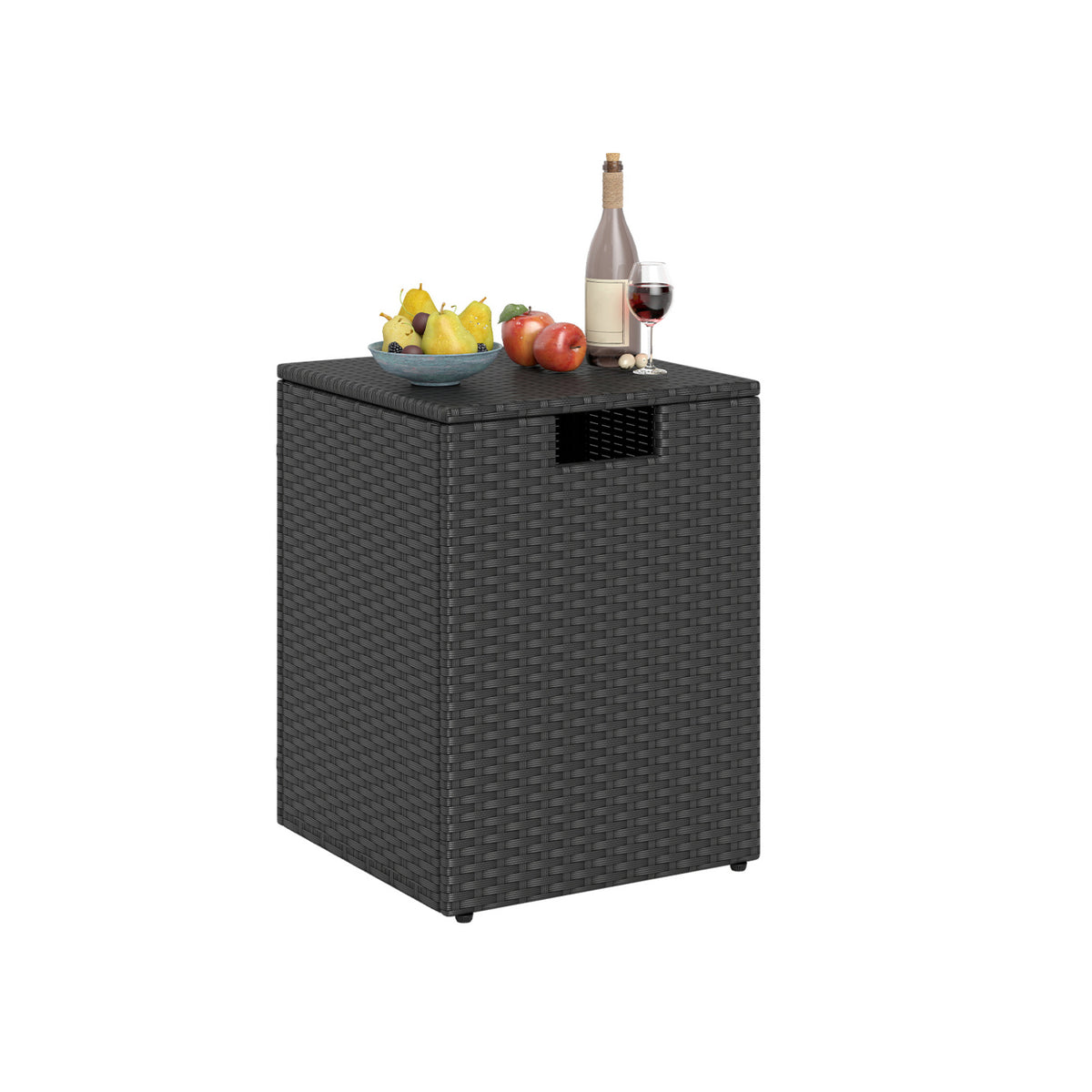 Rattan Propane Tank Cover Patio Hideaway Tank Side Table-Black