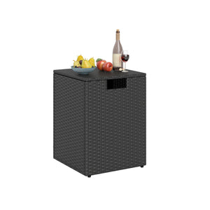 Rattan Propane Tank Cover Patio Hideaway Tank Side Table-Black