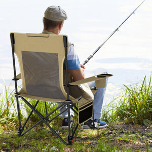 Reclining Camping Chair with Removable Footrest and Adjustable Backrest-Green
