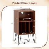 Record Player Stand with Charging Station Turntable Stand with Vinyl Storage-Walnut