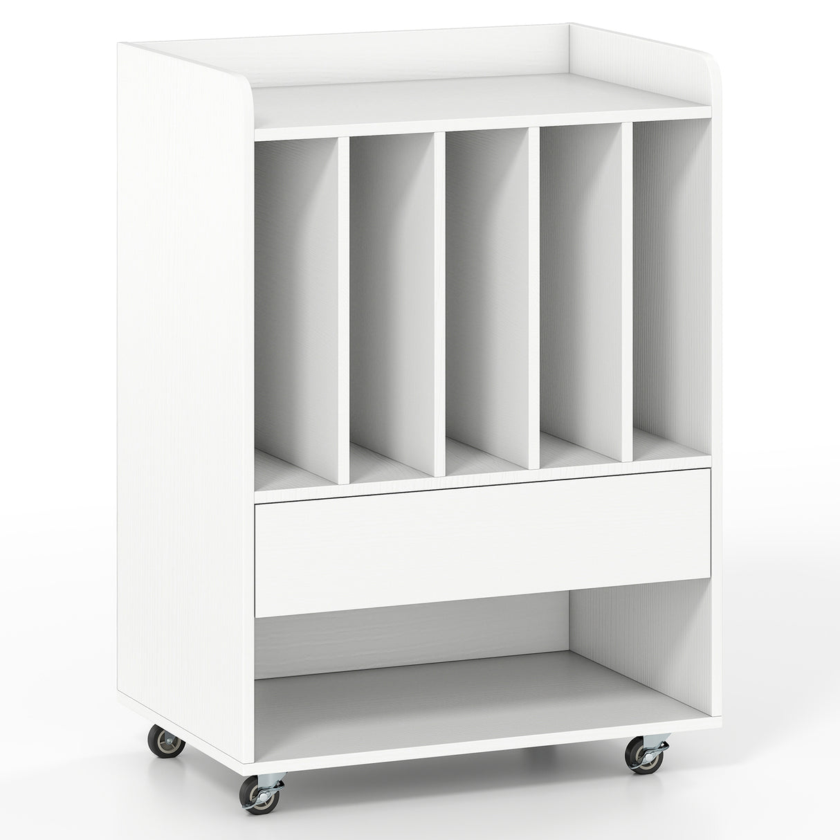 Record Player Stand Turntable Stand with Drawer and Record Holder-White