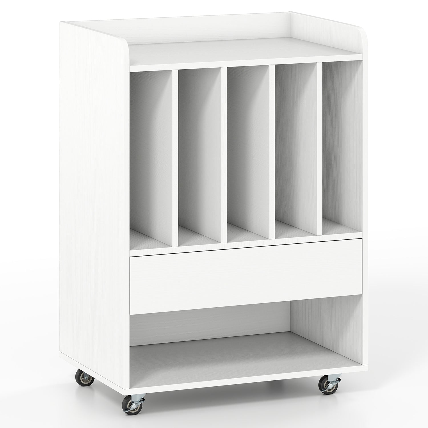 Record Player Stand Turntable Stand with Drawer and Record Holder-White