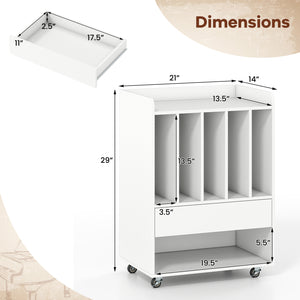 Record Player Stand Turntable Stand with Drawer and Record Holder-White