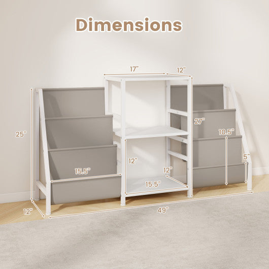 Record Player Stand for up to 200 Albums Turntable Display Stand with 3 Shelves-White