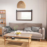Rectangle Barn Door Style Wall Mounted Mirror with Solid Wood Frame-Walnut