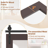 Rectangle Barn Door Style Wall Mounted Mirror with Solid Wood Frame-Walnut