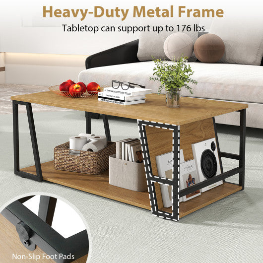 51 Inches Outdoor Acacia Wood Bench with Slatted Seat and 800 lbs Weight Capacity-2 Pieces