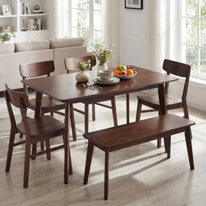 Rectangle Dining Table for 4-6 People 47" Kitchen Table-Walnut