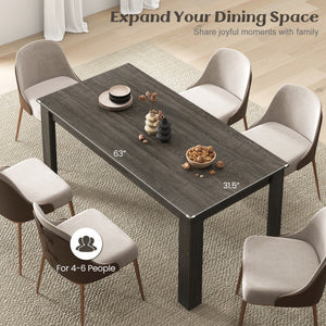 63 Inch Rectangular Modern Dining Kitchen Table-Gray