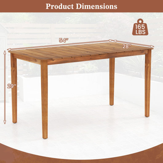 Rectangular Outdoor Dining Table Acacia Wood for 4-6 People