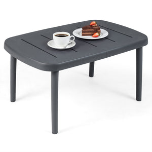 Rectangular Patio Storage Side Table with Aluminum Alloy Rods for Poolside-Gray