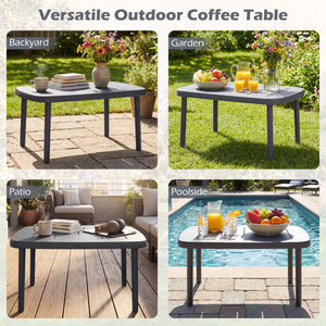 Rectangular Patio Storage Side Table with Aluminum Alloy Rods for Poolside-Gray