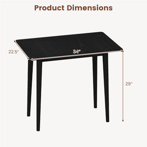 Rectangular Wooden Dining Table for 2-4 34 Inch Farmhouse Solid Wood Kitchen Table-Black