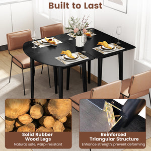 Rectangular Wooden Dining Table for 2-4 34 Inch Farmhouse Solid Wood Kitchen Table-Black