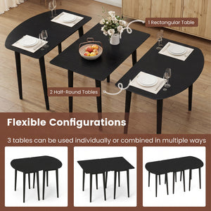 Rectangular Wooden Dining Table for 2-4 34 Inch Farmhouse Solid Wood Kitchen Table-Black