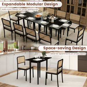 Rectangular Wooden Dining Table for 2-4 34 Inch Farmhouse Solid Wood Kitchen Table-Black