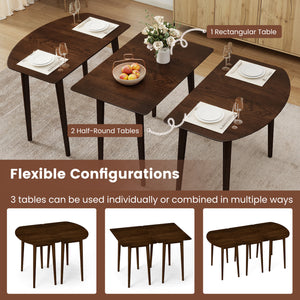 Rectangular Wooden Dining Table for 2-4 34 Inch Farmhouse Solid Wood Kitchen Table-Walnut