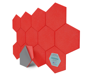 Hexagon Polyester Acoustic Panels - 12 Pack | Eco-Friendly Sound Absorption | Easy Peel & Stick Installation