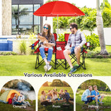 Portable Folding Picnic Double Chair with Umbrella-Blue