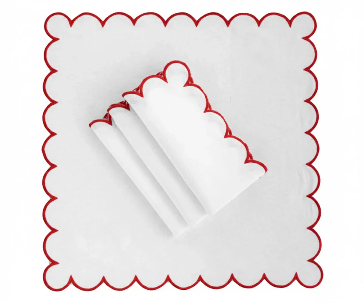 Red Scalloped Edge Napkins - LongWave